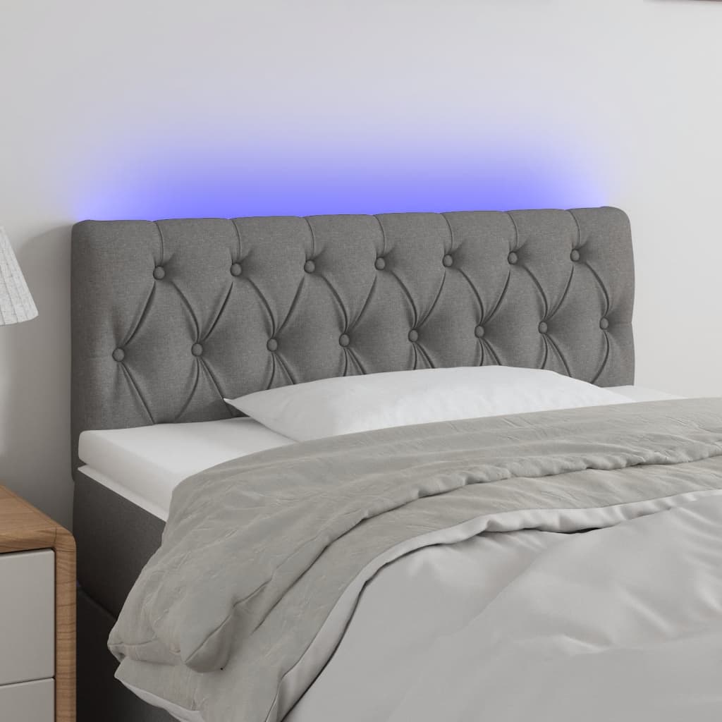Hoofdbord LED 90x7x78/88 cm stof donkergrijs is nu te koop bij PeponiXL, paradijselijk wonen!