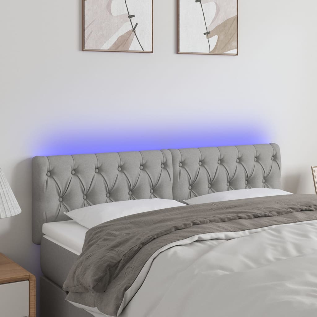 Hoofdbord LED 144x7x78/88 cm stof lichtgrijs is nu te koop bij PeponiXL, paradijselijk wonen!
