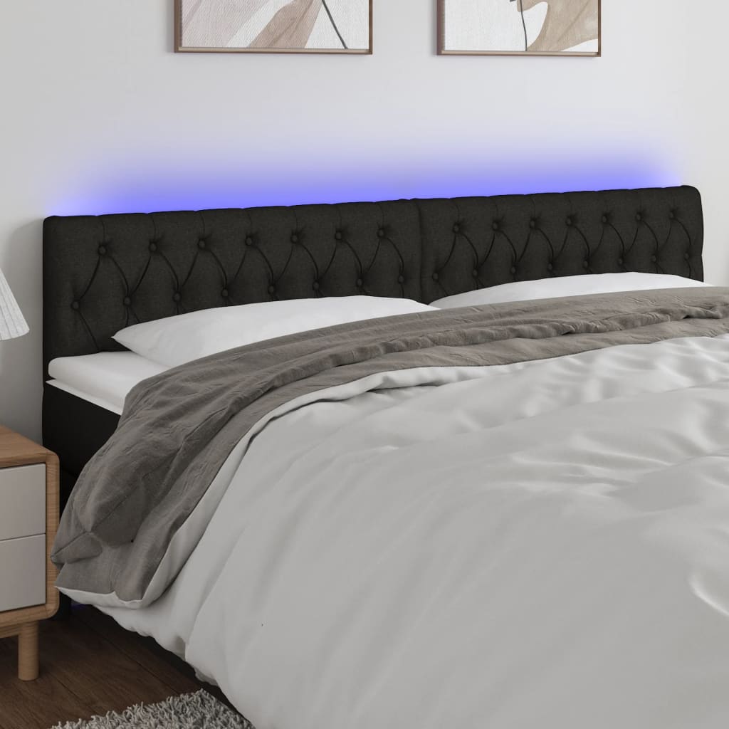 Hoofdbord LED 200x7x78/88 cm stof zwart is nu te koop bij PeponiXL, paradijselijk wonen!