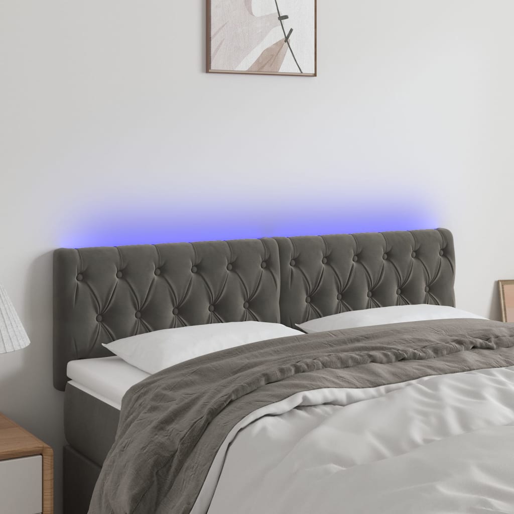 Hoofdbord LED 160x7x78/88 cm fluweel donkergrijs is nu te koop bij PeponiXL, paradijselijk wonen!