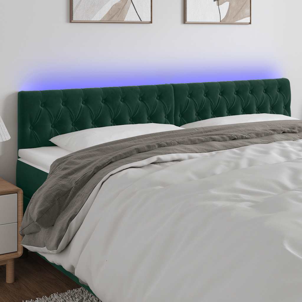 Hoofdbord LED 200x7x78/88 cm fluweel donkergroen is nu te koop bij PeponiXL, paradijselijk wonen!