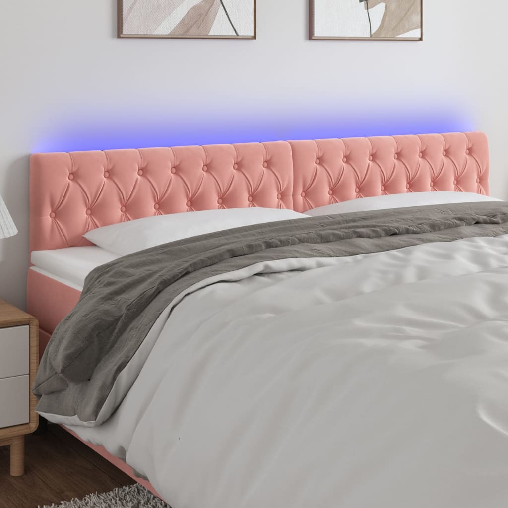 Hoofdbord LED 200x7x78/88 cm fluweel roze is nu te koop bij PeponiXL, paradijselijk wonen!