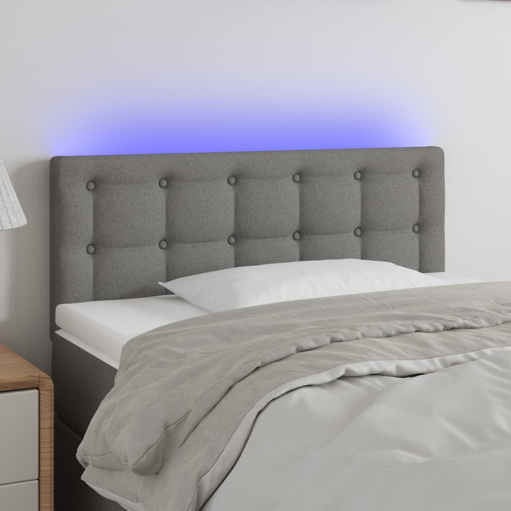Hoofdbord LED 90x5x78/88 cm stof donkergrijs is nu te koop bij PeponiXL, paradijselijk wonen!