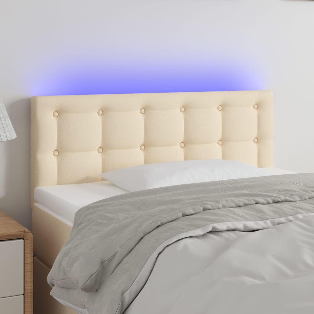 Hoofdbord LED 100x5x78/88 cm stof crèmekleurig is nu te koop bij PeponiXL, paradijselijk wonen!