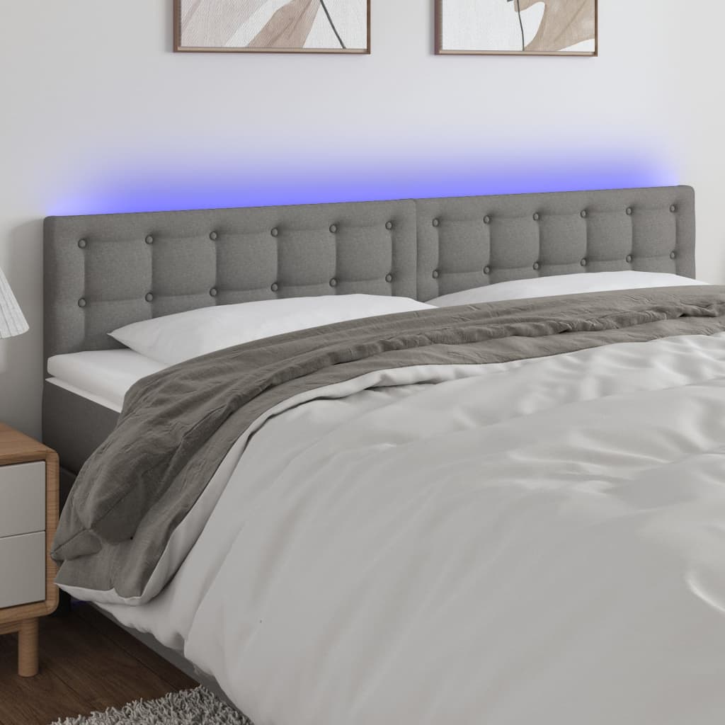 Hoofdbord LED 200x5x78/88 cm stof donkergrijs is nu te koop bij PeponiXL, paradijselijk wonen!