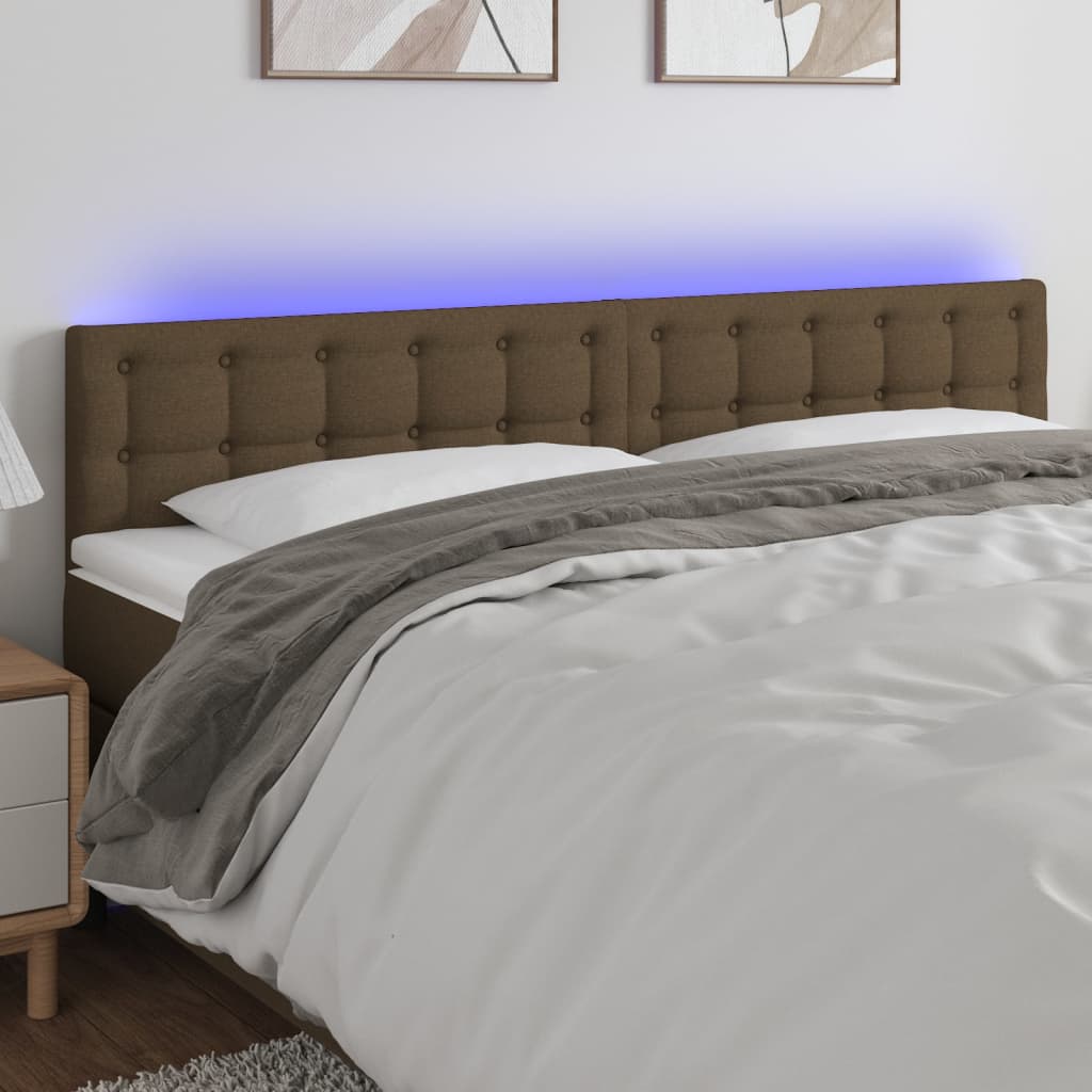 Hoofdbord LED 200x5x78/88 cm stof donkerbruin is nu te koop bij PeponiXL, paradijselijk wonen!