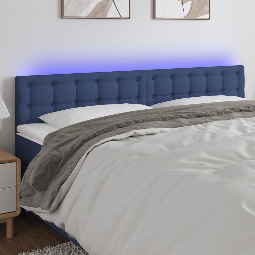 Hoofdbord LED 200x5x78/88 cm stof blauw is nu te koop bij PeponiXL, paradijselijk wonen!
