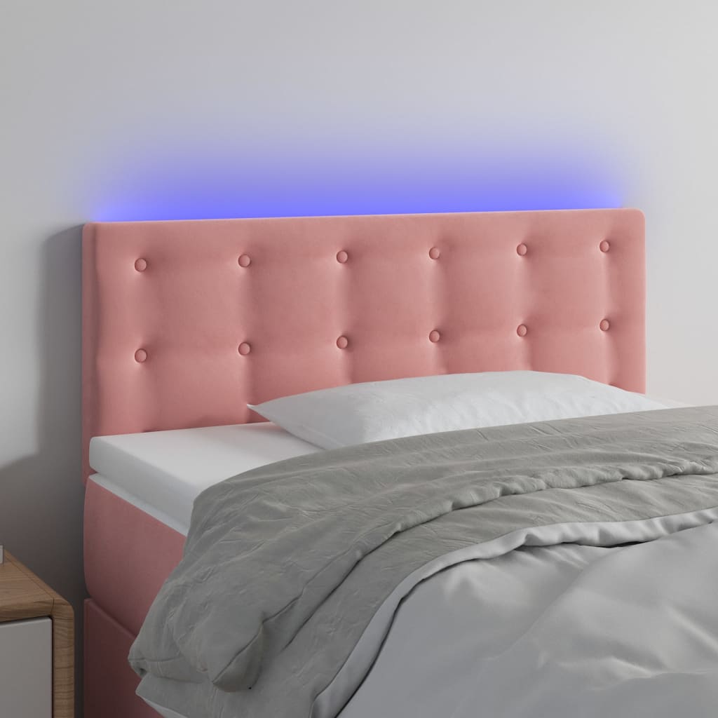 Hoofdbord LED 90x5x78/88 cm fluweel roze is nu te koop bij PeponiXL, paradijselijk wonen!