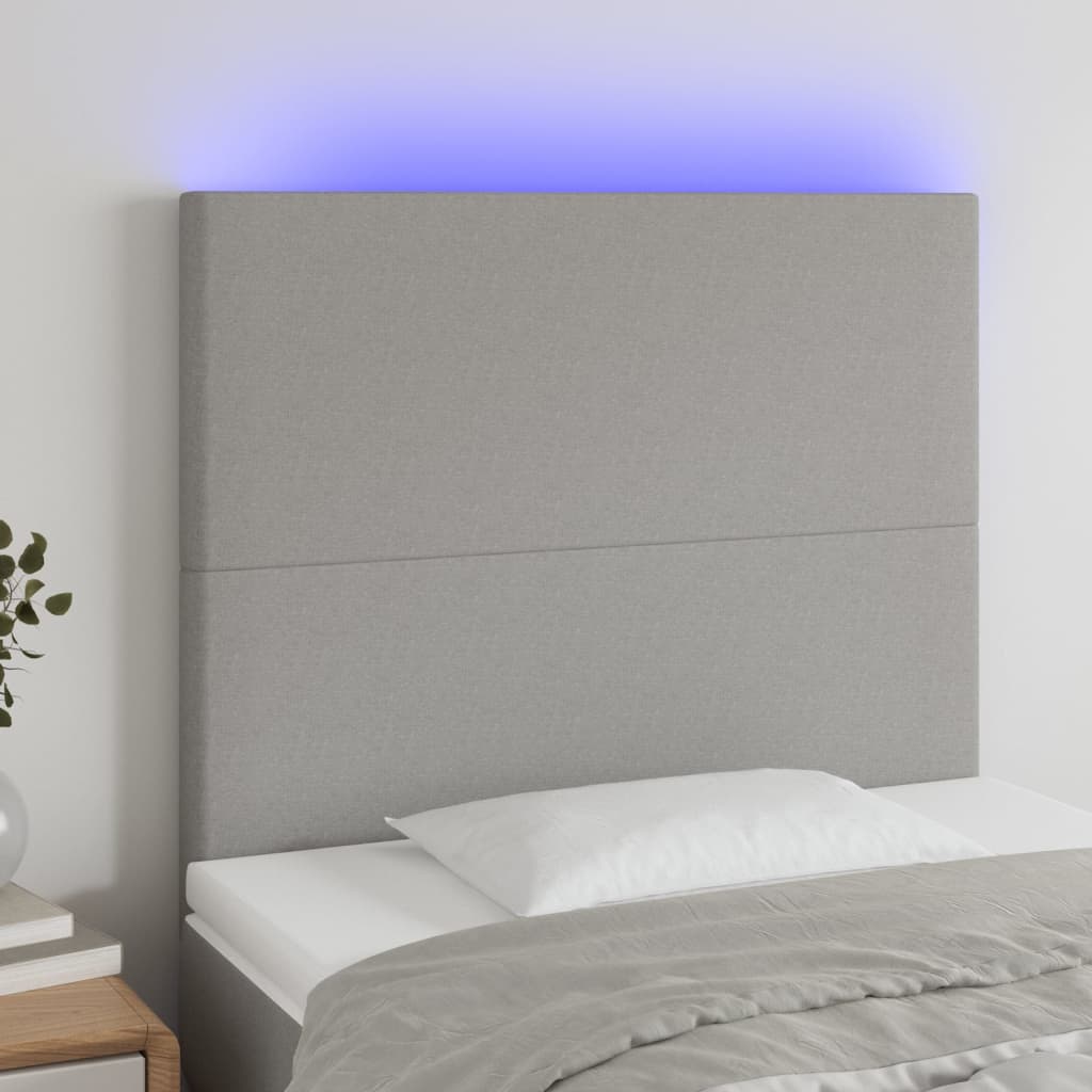 Hoofdbord LED 90x5x118/128 cm stof lichtgrijs is nu te koop bij PeponiXL, paradijselijk wonen!