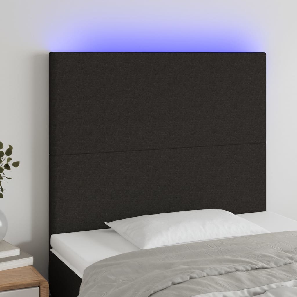 Hoofdbord LED 100x5x118/128 cm stof zwart is nu te koop bij PeponiXL, paradijselijk wonen!