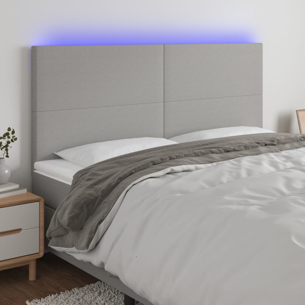 Hoofdbord LED 160x5x118/128 cm stof lichtgrijs is nu te koop bij PeponiXL, paradijselijk wonen!