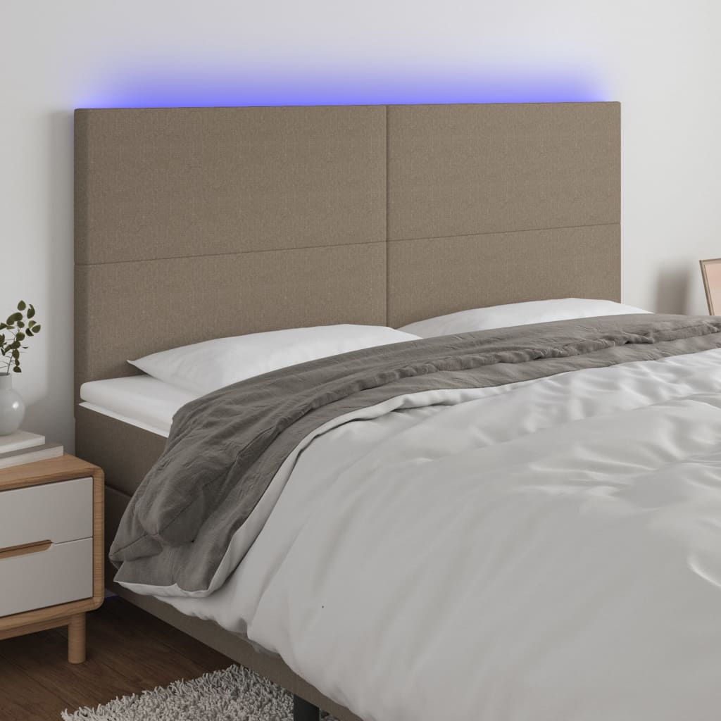 Hoofdbord LED 200x5x118/128 cm stof taupe is nu te koop bij PeponiXL, paradijselijk wonen!