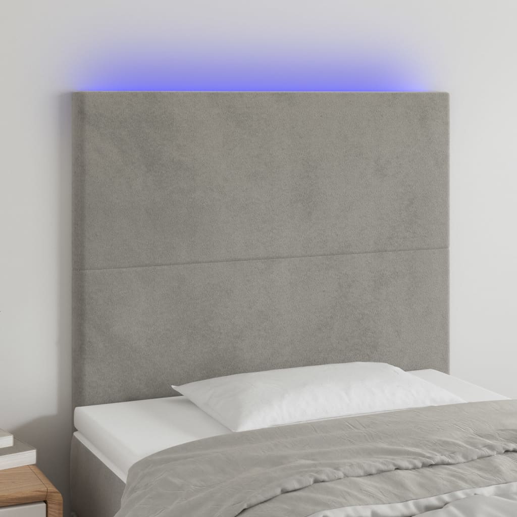 Hoofdbord LED 80x5x118/128 cm fluweel lichtgrijs is nu te koop bij PeponiXL, paradijselijk wonen!