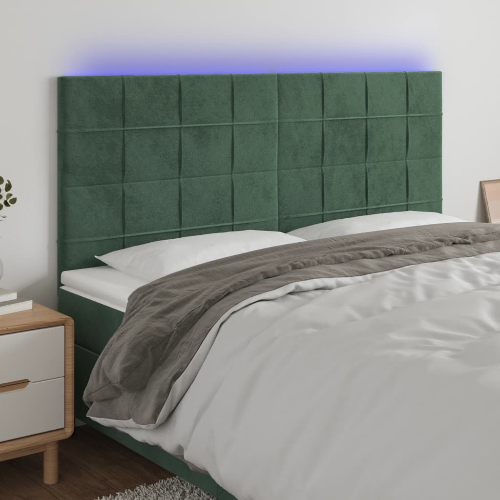 Hoofdbord LED 160x5x118/128 cm fluweel donkergroen is nu te koop bij PeponiXL, paradijselijk wonen!