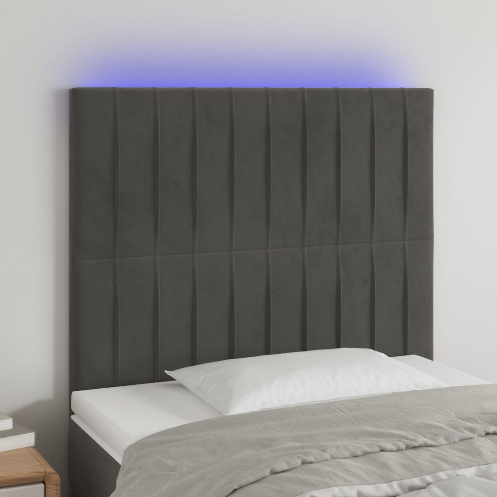 Hoofdbord LED 100x5x118/128 cm fluweel donkergrijs is nu te koop bij PeponiXL, paradijselijk wonen!