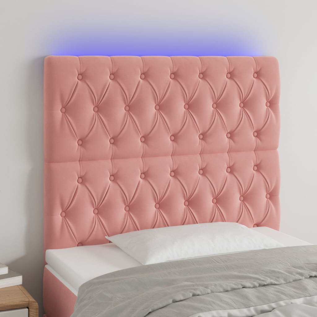 Hoofdbord LED 90x7x118/128 cm fluweel roze is nu te koop bij PeponiXL, paradijselijk wonen!