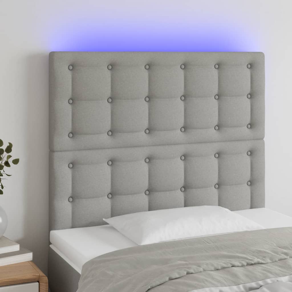 Hoofdbord LED 80x5x118/128 cm stof lichtgrijs is nu te koop bij PeponiXL, paradijselijk wonen!