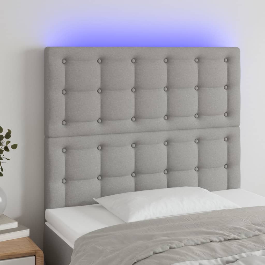 Hoofdbord LED 100x5x118/128 cm stof lichtgrijs is nu te koop bij PeponiXL, paradijselijk wonen!