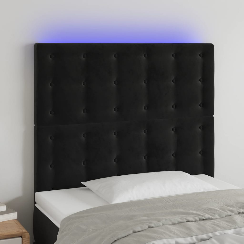 Hoofdbord LED 80x5x118/128 cm fluweel zwart is nu te koop bij PeponiXL, paradijselijk wonen!