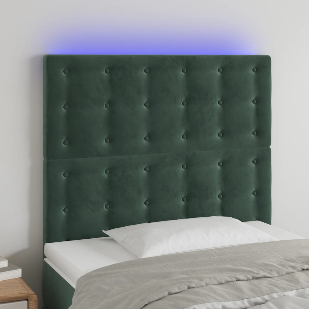 Hoofdbord LED 80x5x118/128 cm fluweel donkergroen is nu te koop bij PeponiXL, paradijselijk wonen!