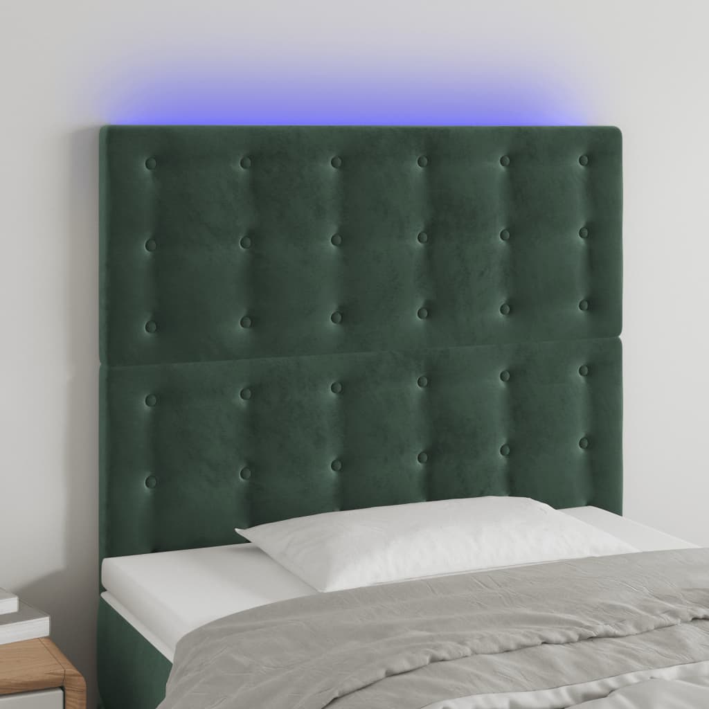 Hoofdbord LED 90x5x118/128 cm fluweel donkergroen is nu te koop bij PeponiXL, paradijselijk wonen!