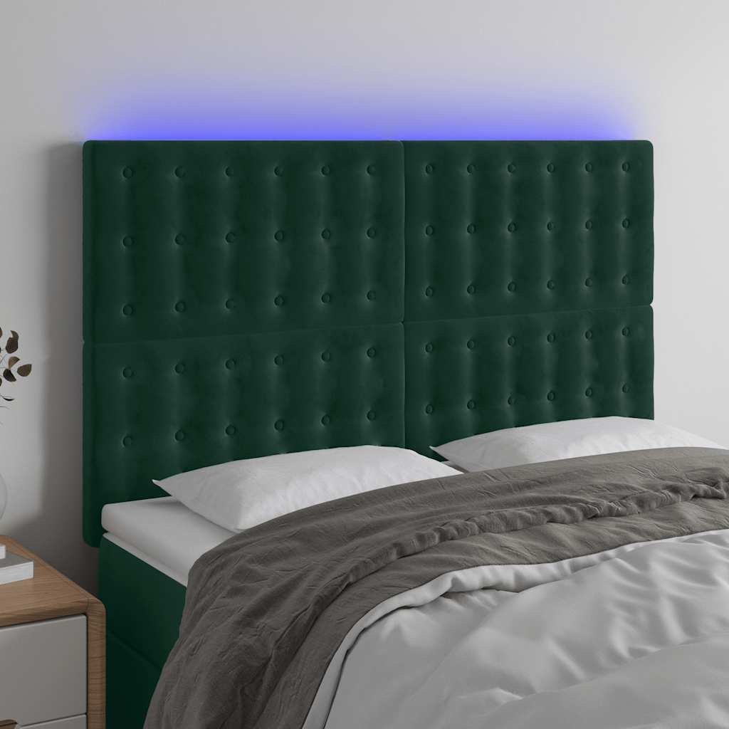 Hoofdbord LED 144x5x118/128 cm fluweel donkergroen is nu te koop bij PeponiXL, paradijselijk wonen!
