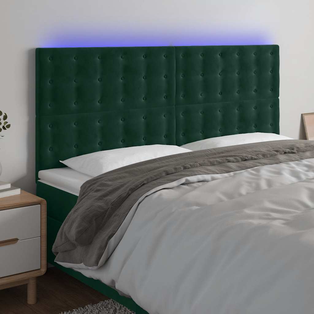 Hoofdbord LED 200x5x118/128 cm fluweel donkergroen is nu te koop bij PeponiXL, paradijselijk wonen!