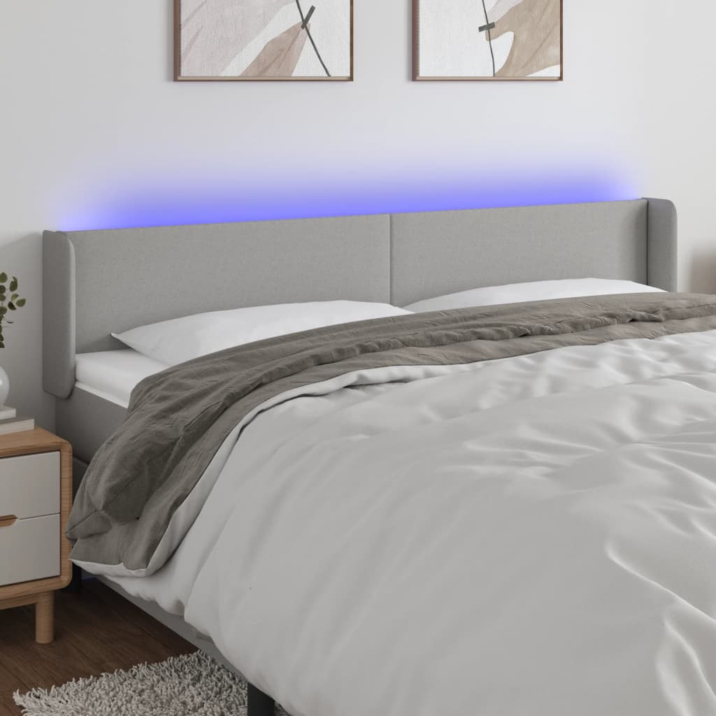 Hoofdbord LED 183x16x78/88 cm stof lichtgrijs is nu te koop bij PeponiXL, paradijselijk wonen!