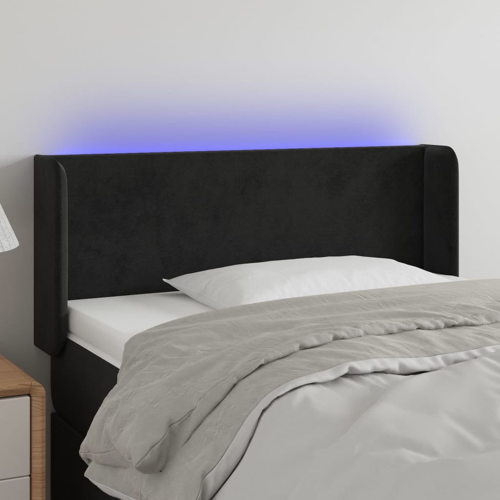 Hoofdbord LED 93x16x78/88 cm fluweel zwart is nu te koop bij PeponiXL, paradijselijk wonen!