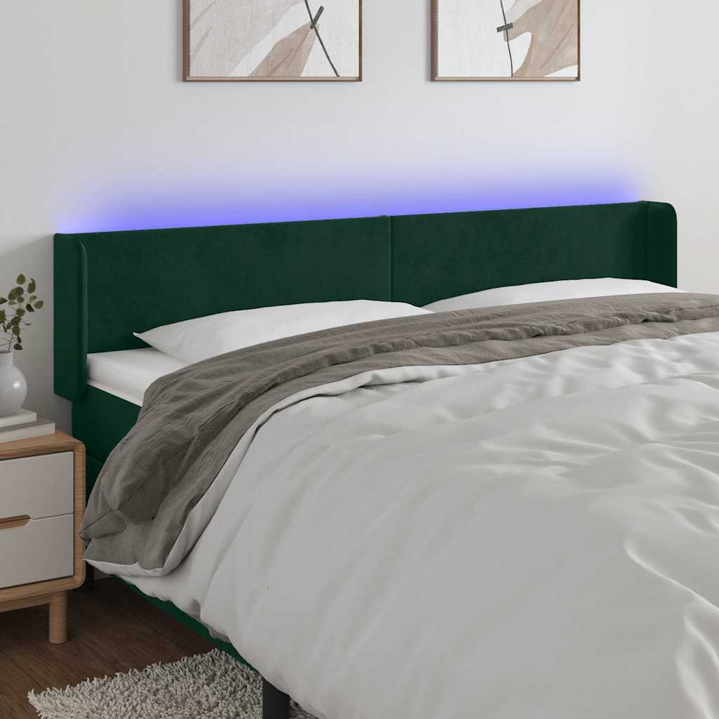 Hoofdbord LED 183x16x78/88 cm fluweel donkergroen is nu te koop bij PeponiXL, paradijselijk wonen!