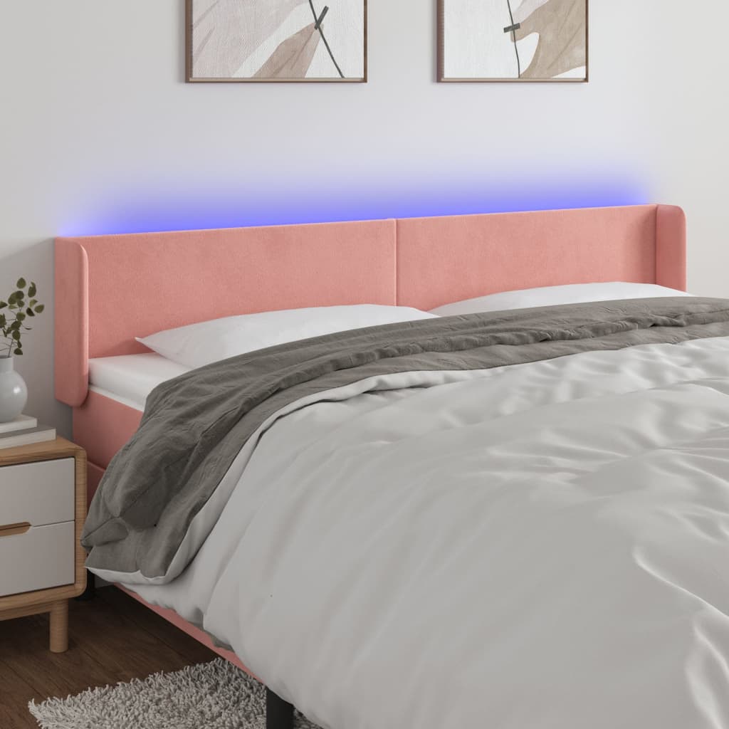 Hoofdbord LED 203x16x78/88 cm fluweel roze is nu te koop bij PeponiXL, paradijselijk wonen!