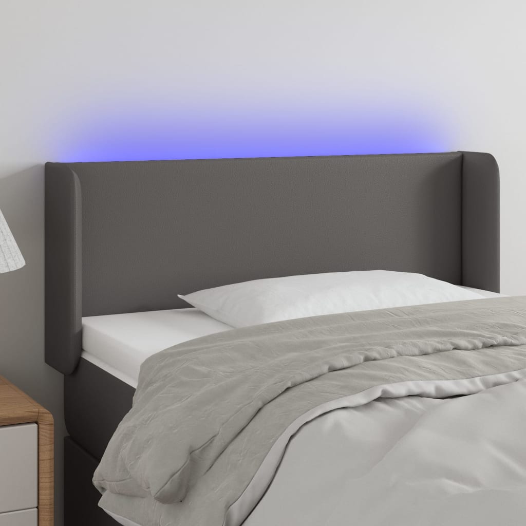 Hoofdbord LED 83x16x78/88 cm kunstleer grijs is nu te koop bij PeponiXL, paradijselijk wonen!