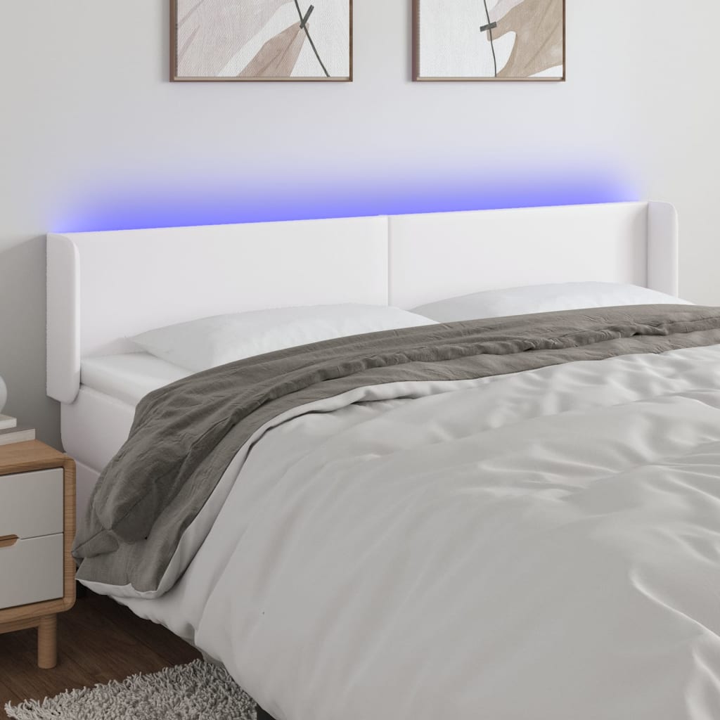 Hoofdbord LED 183x16x78/88 cm kunstleer wit is nu te koop bij PeponiXL, paradijselijk wonen!