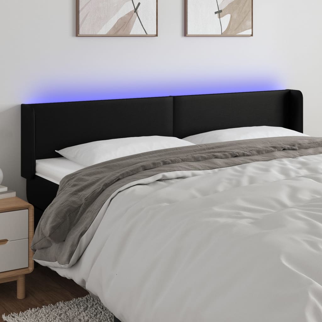 Hoofdbord LED 203x16x78/88 cm kunstleer zwart is nu te koop bij PeponiXL, paradijselijk wonen!