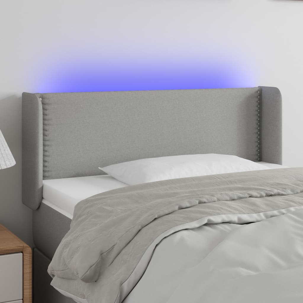Hoofdbord LED 93x16x78/88 cm stof lichtgrijs is nu te koop bij PeponiXL, paradijselijk wonen!