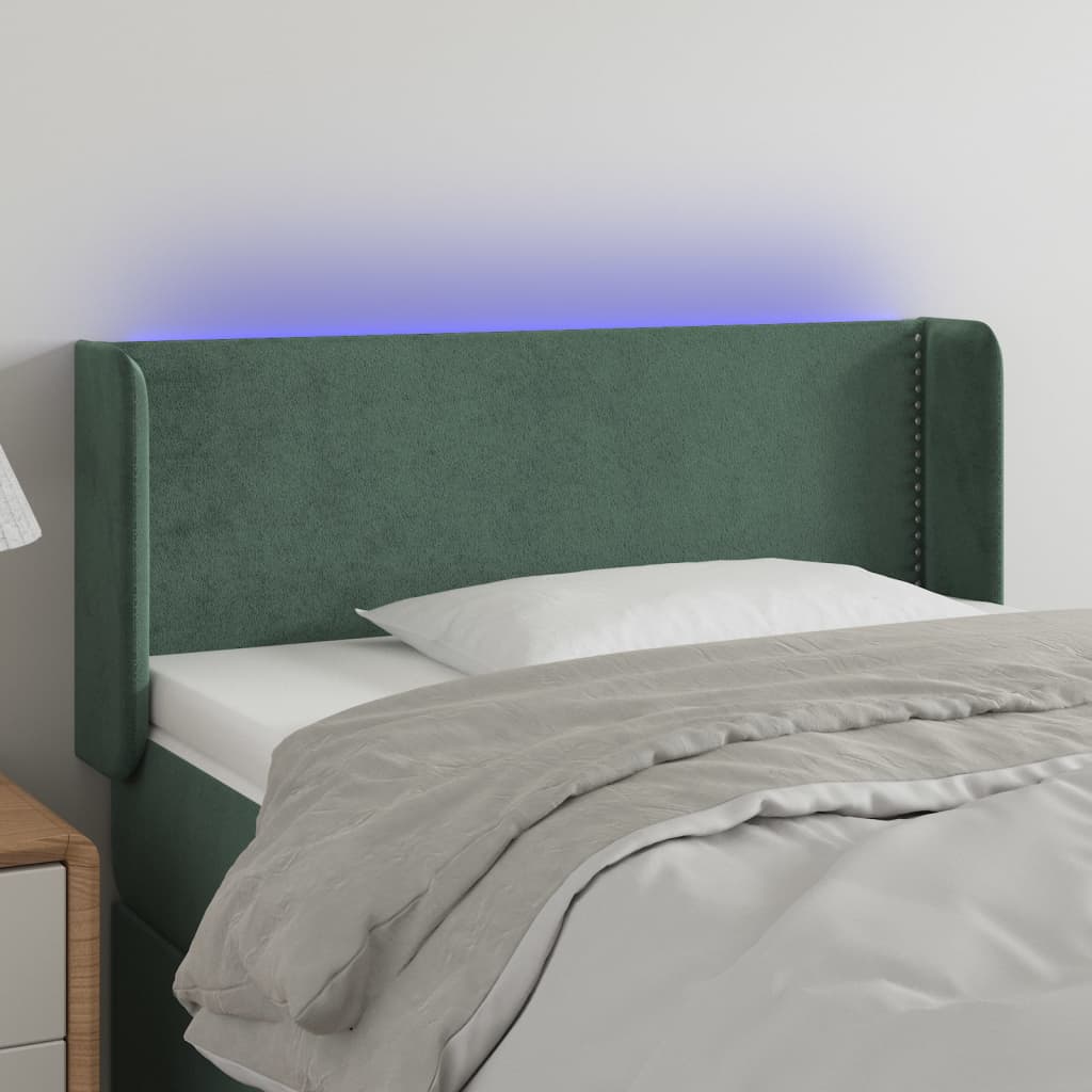 Hoofdbord LED 83x16x78/88 cm fluweel donkergroen is nu te koop bij PeponiXL, paradijselijk wonen!