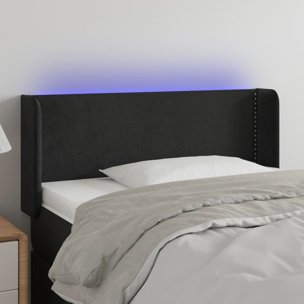 Hoofdbord LED 103x16x78/88 cm fluweel zwart is nu te koop bij PeponiXL, paradijselijk wonen!