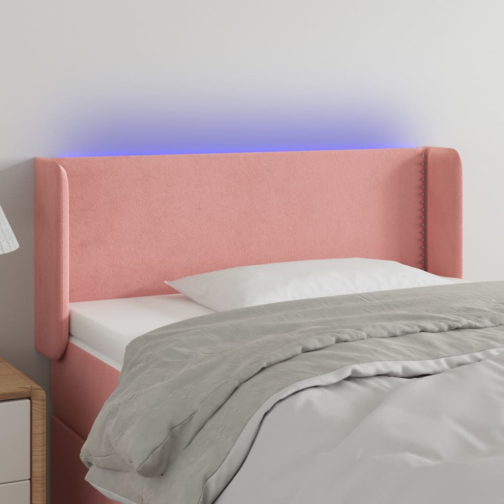 Hoofdbord LED 103x16x78/88 cm fluweel roze is nu te koop bij PeponiXL, paradijselijk wonen!