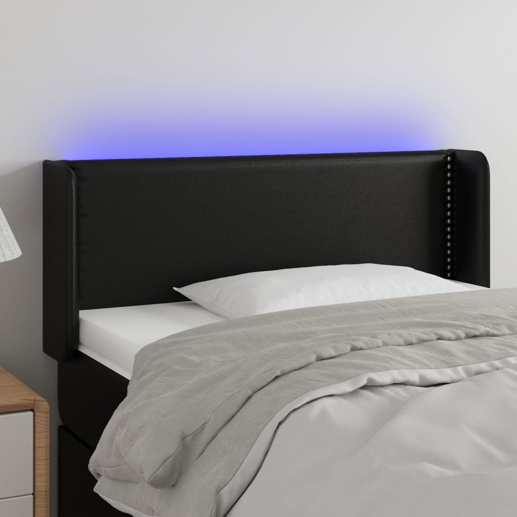 Hoofdbord LED 93x16x78/88 cm kunstleer zwart is nu te koop bij PeponiXL, paradijselijk wonen!