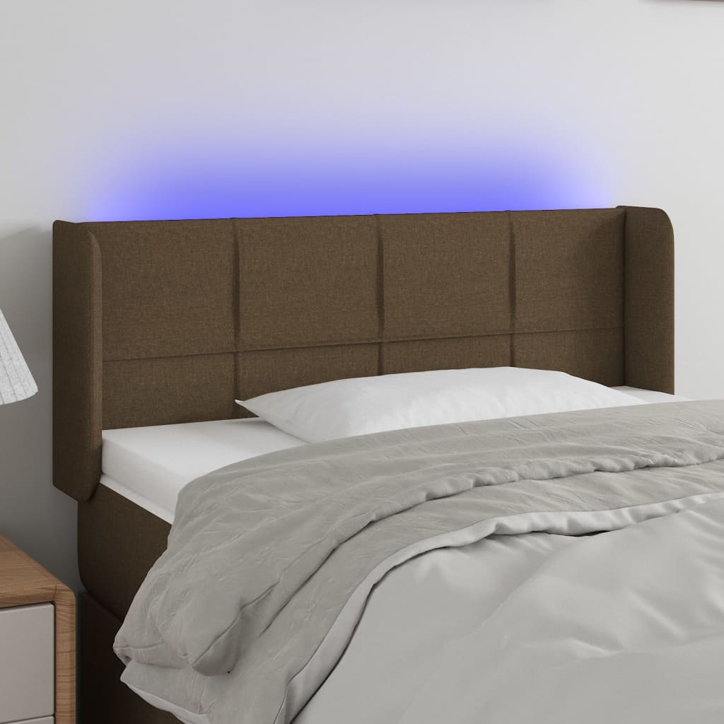Hoofdbord LED 83x16x78/88 cm stof donkerbruin is nu te koop bij PeponiXL, paradijselijk wonen!
