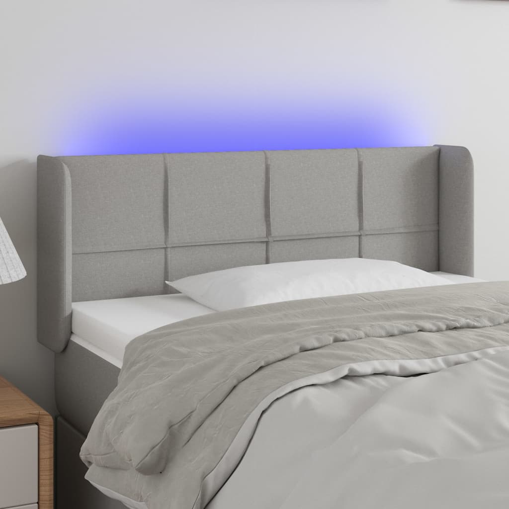 Hoofdbord LED 93x16x78/88 cm stof lichtgrijs is nu te koop bij PeponiXL, paradijselijk wonen!