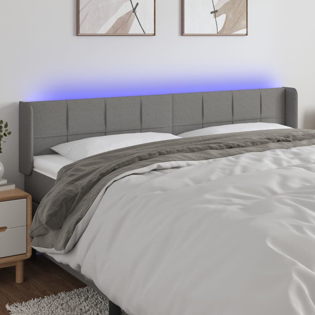 Hoofdbord LED 163x16x78/88 cm stof donkergrijs is nu te koop bij PeponiXL, paradijselijk wonen!