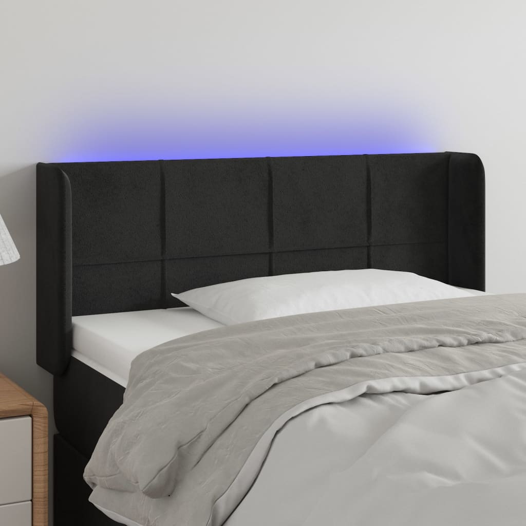 Hoofdbord LED 83x16x78/88 cm fluweel zwart is nu te koop bij PeponiXL, paradijselijk wonen!