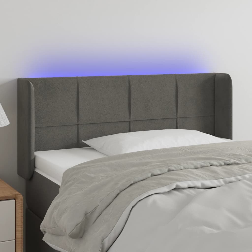 Hoofdbord LED 103x16x78/88 cm fluweel donkergrijs is nu te koop bij PeponiXL, paradijselijk wonen!