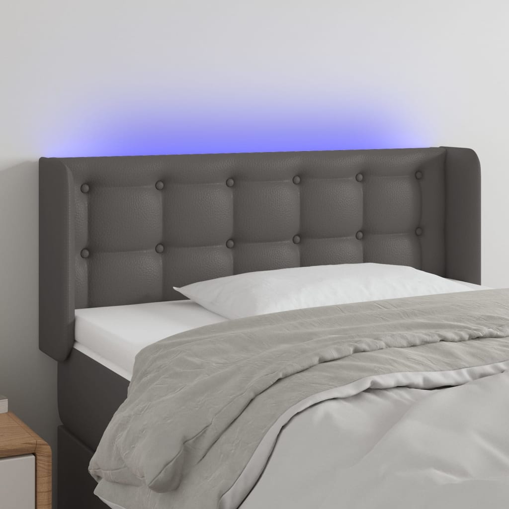 Hoofdbord LED 83x16x78/88 cm kunstleer grijs is nu te koop bij PeponiXL, paradijselijk wonen!