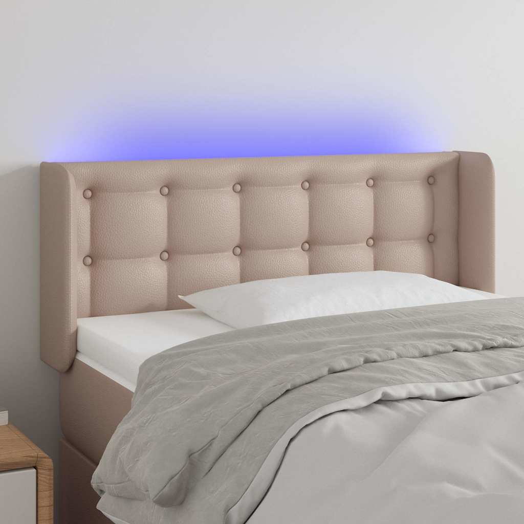 Hoofdbord LED 83x16x78/88 cm kunstleer cappuccinokleurig is nu te koop bij PeponiXL, paradijselijk wonen!