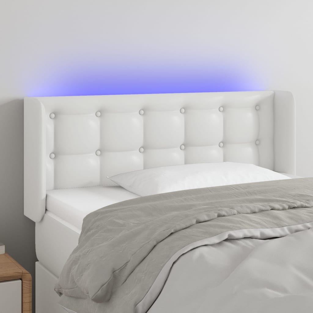 Hoofdbord LED 93x16x78/88 cm kunstleer wit is nu te koop bij PeponiXL, paradijselijk wonen!