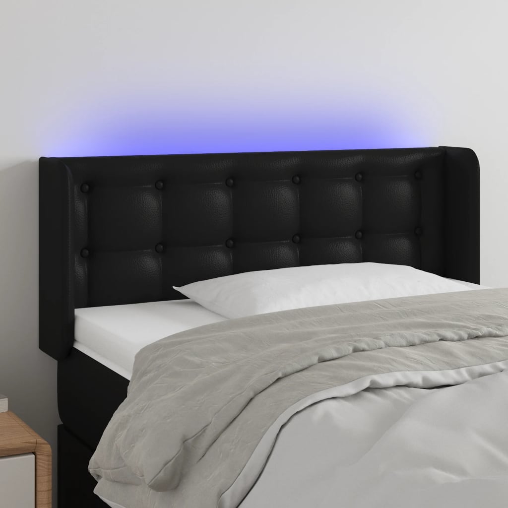 Hoofdbord LED 103x16x78/88 cm kunstleer zwart is nu te koop bij PeponiXL, paradijselijk wonen!