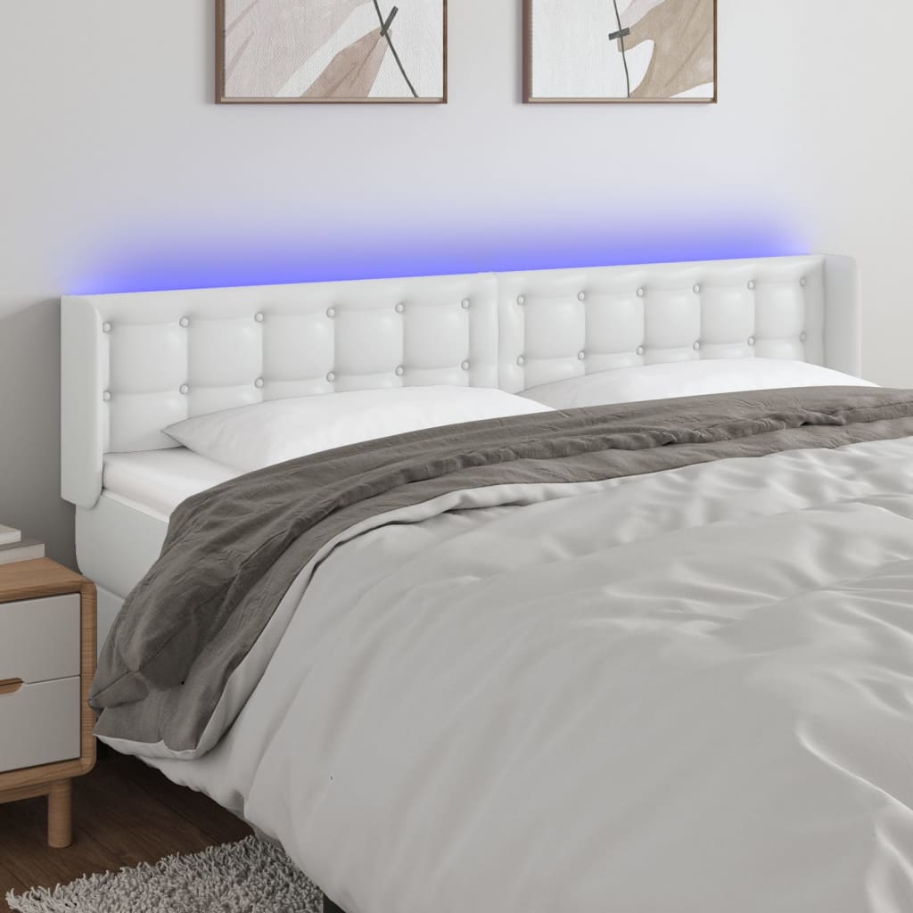 Hoofdbord LED 183x16x78/88 cm kunstleer wit is nu te koop bij PeponiXL, paradijselijk wonen!