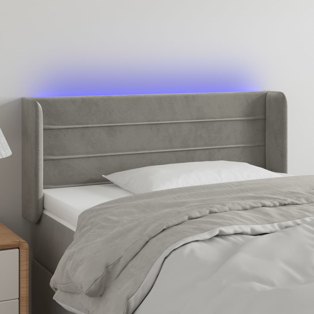 Hoofdbord LED 83x16x78/88 cm fluweel lichtgrijs is nu te koop bij PeponiXL, paradijselijk wonen!